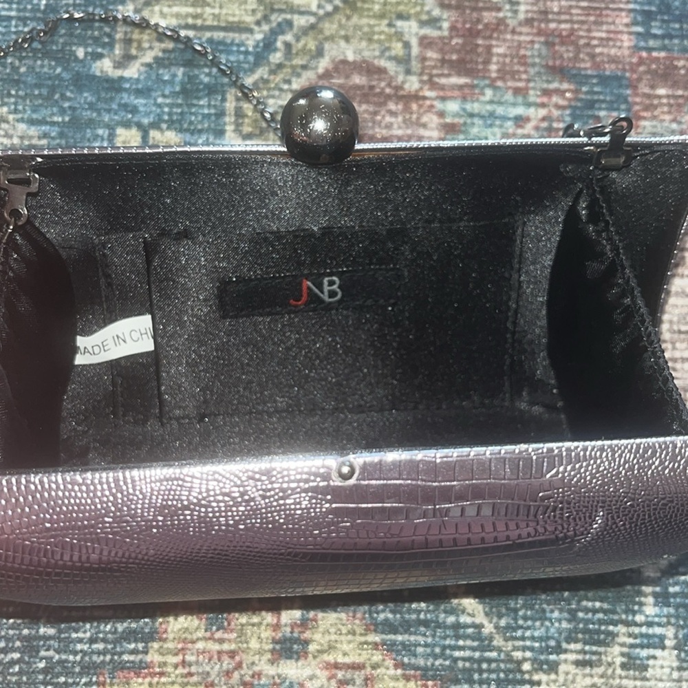 VTG mid century modern Hard Case Clutch Formal wristlet Rose Glam Old Hollywood - Picture 5 of 7